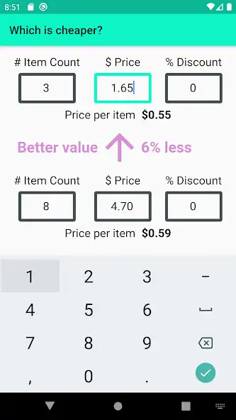 Play Which is Cheaper? - Grocery Calculator  and enjoy Which is Cheaper? - Grocery Calculator with UptoPlay