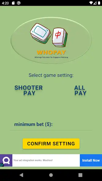 Play WHOPay - SG Mahjong Calculator  and enjoy WHOPay - SG Mahjong Calculator with UptoPlay