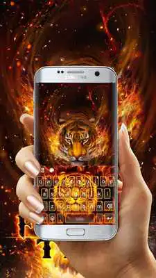 Play Wild Red Flaming Tiger Keyboard Theme