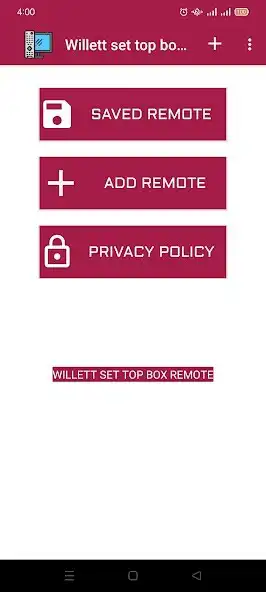 Play Willett set top box remote  and enjoy Willett set top box remote with UptoPlay