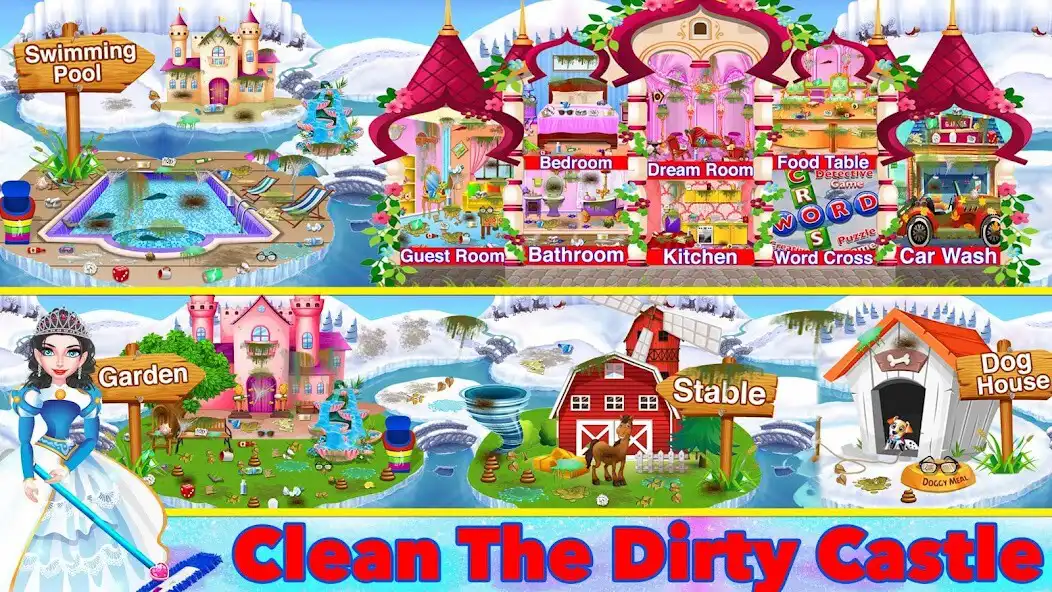 Play Winter Princess House Cleaning as an online game Winter Princess House Cleaning with UptoPlay