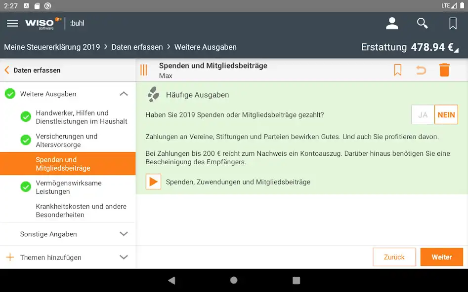 Play WISO steuer:App 2020 as an online game WISO steuer:App 2020 with UptoPlay