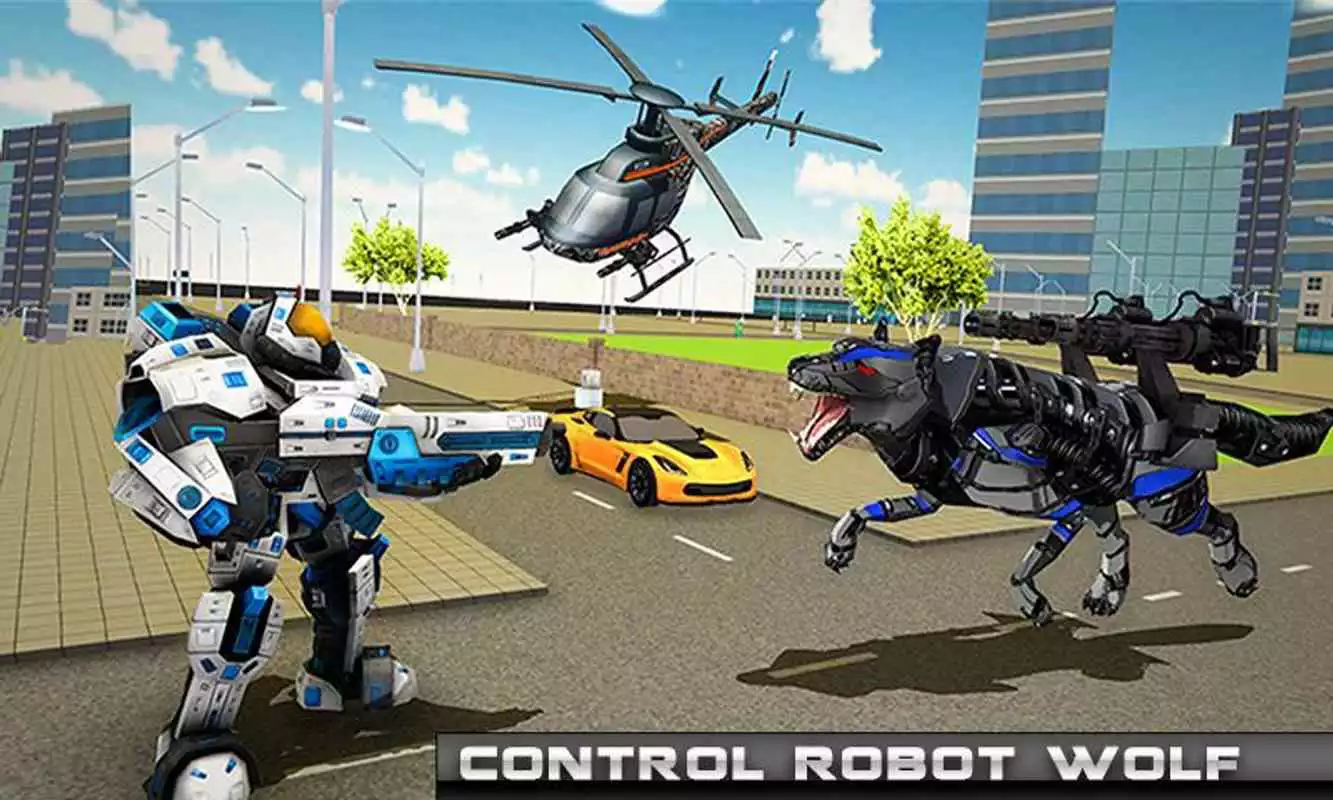 Play Wolf Robot Cop: Police Robot Transform Helicopter