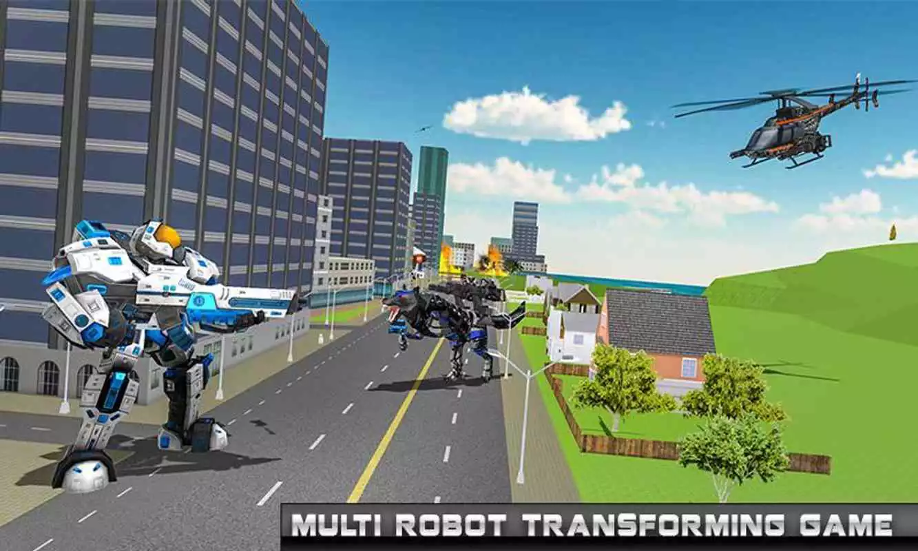 Play Wolf Robot Cop: Police Robot Transform Helicopter