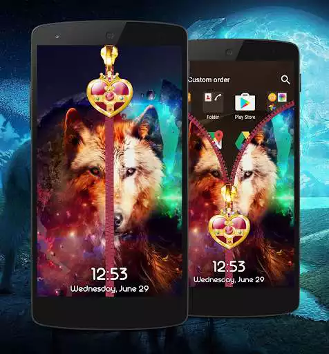Play Wolf Zipper Lock Screen as an online game Wolf Zipper Lock Screen with UptoPlay