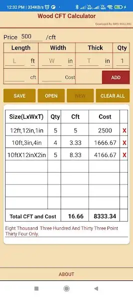 Play Wood CFT Calculator as an online game Wood CFT Calculator with UptoPlay