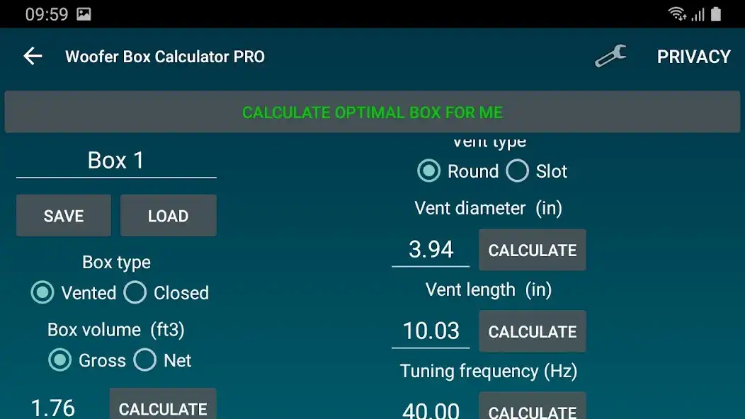 Play Woofer Box Calculator PRO as an online game Woofer Box Calculator PRO with UptoPlay