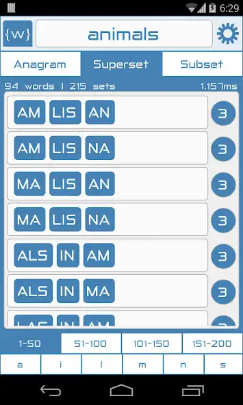 Play Word Sets - Anagram Solver+ as an online game Word Sets - Anagram Solver+ with UptoPlay