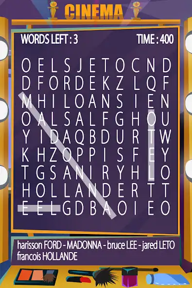 Play Words Search : Hollywood Stars