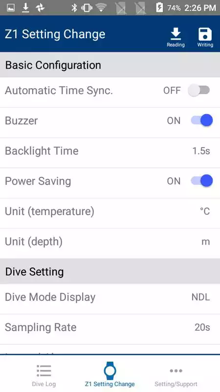 Play Z dive log