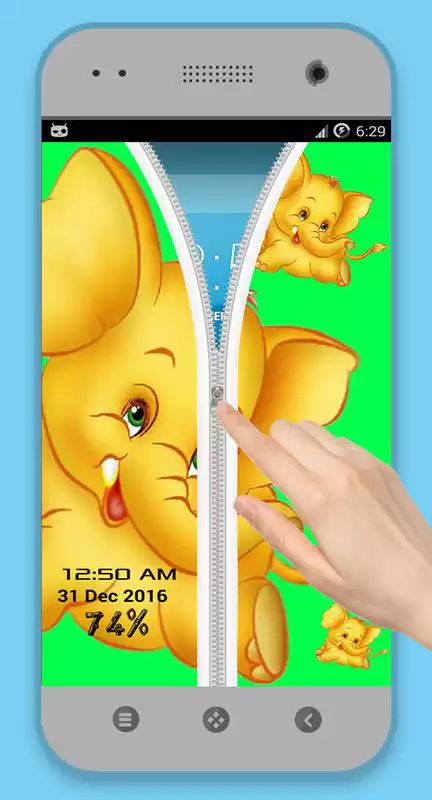 Play Zipper Lock Screen-Elephant