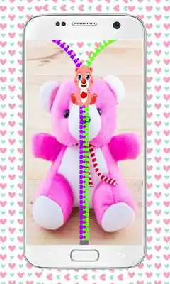 Play Zipper lock screen teddy bear
