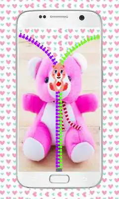 Play Zipper lock screen teddy bear